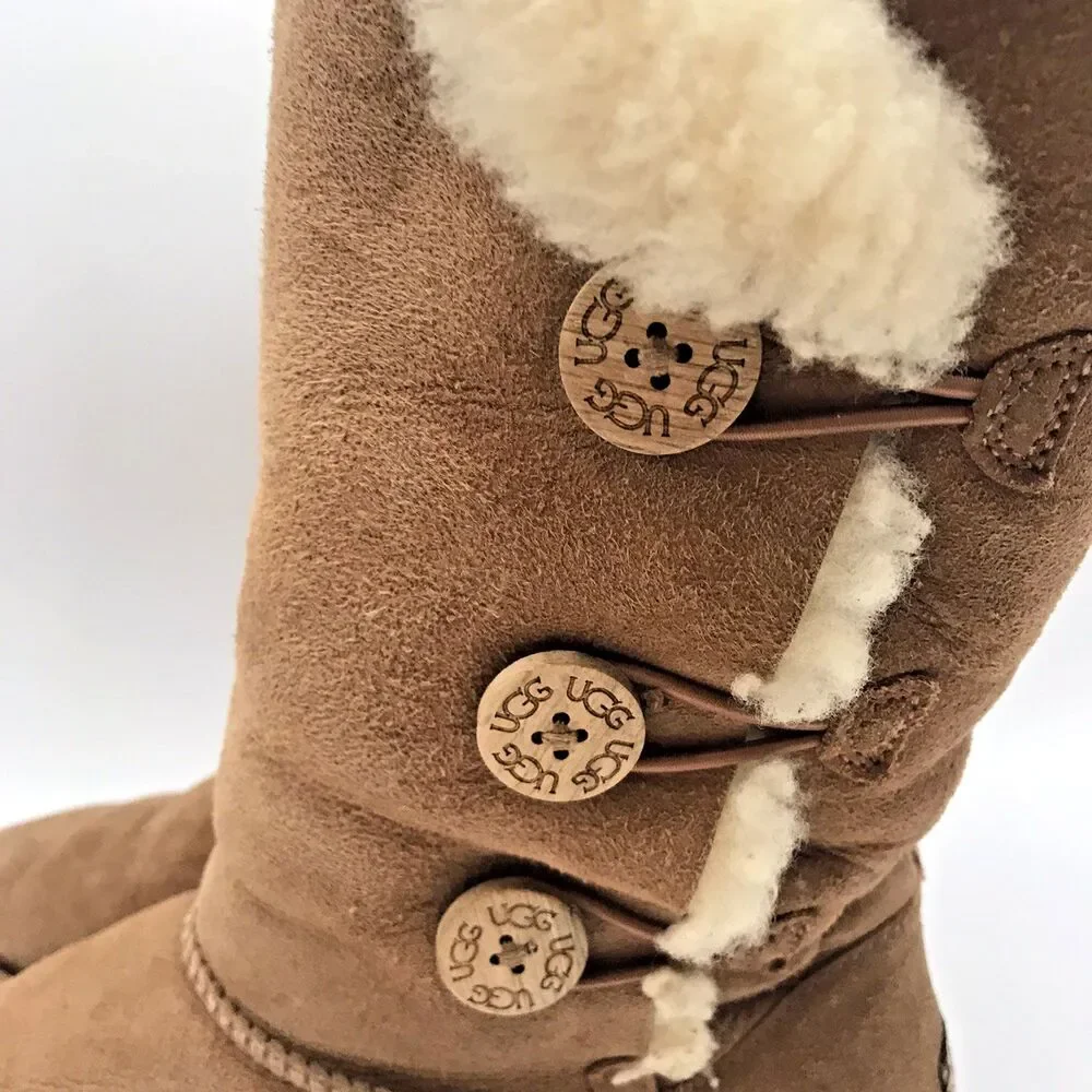 UGG Australia Chestnut Bailey Button Triplet Winter Boots 1962 Women's 5 Sherpa - Picture 11 of 13